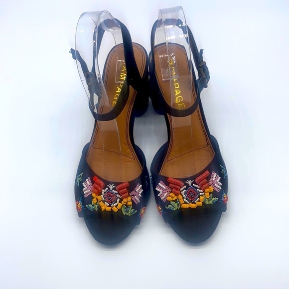 Rampage - Wynne Colorful Beaded Embroidered Embellished Peep Toe Heels Size 7 - Picture 1 of 16